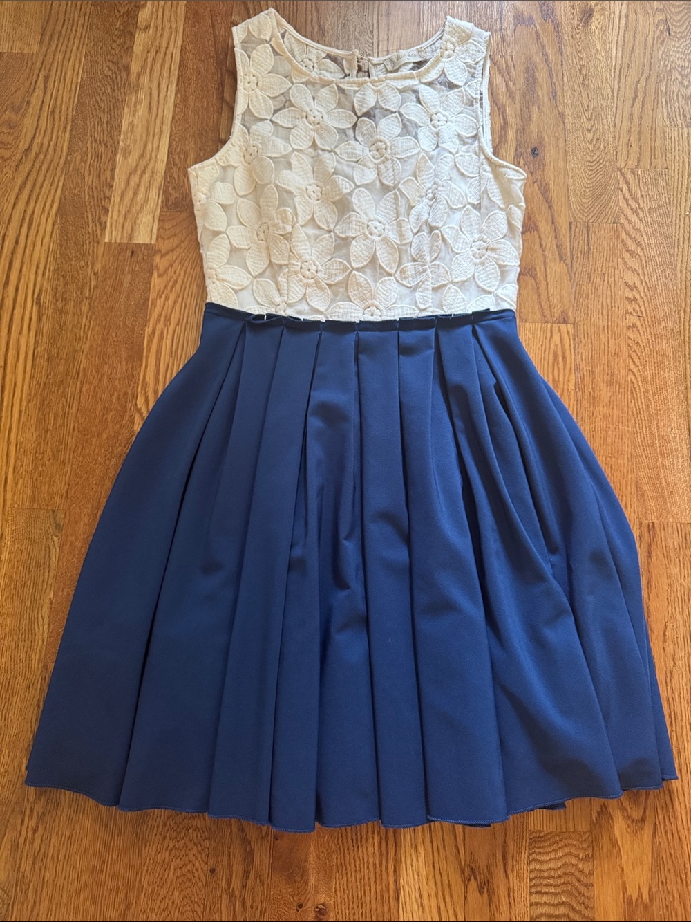 Altar'd State Ivory Floral Appliqué Dress Top navy bottom small events 🌸